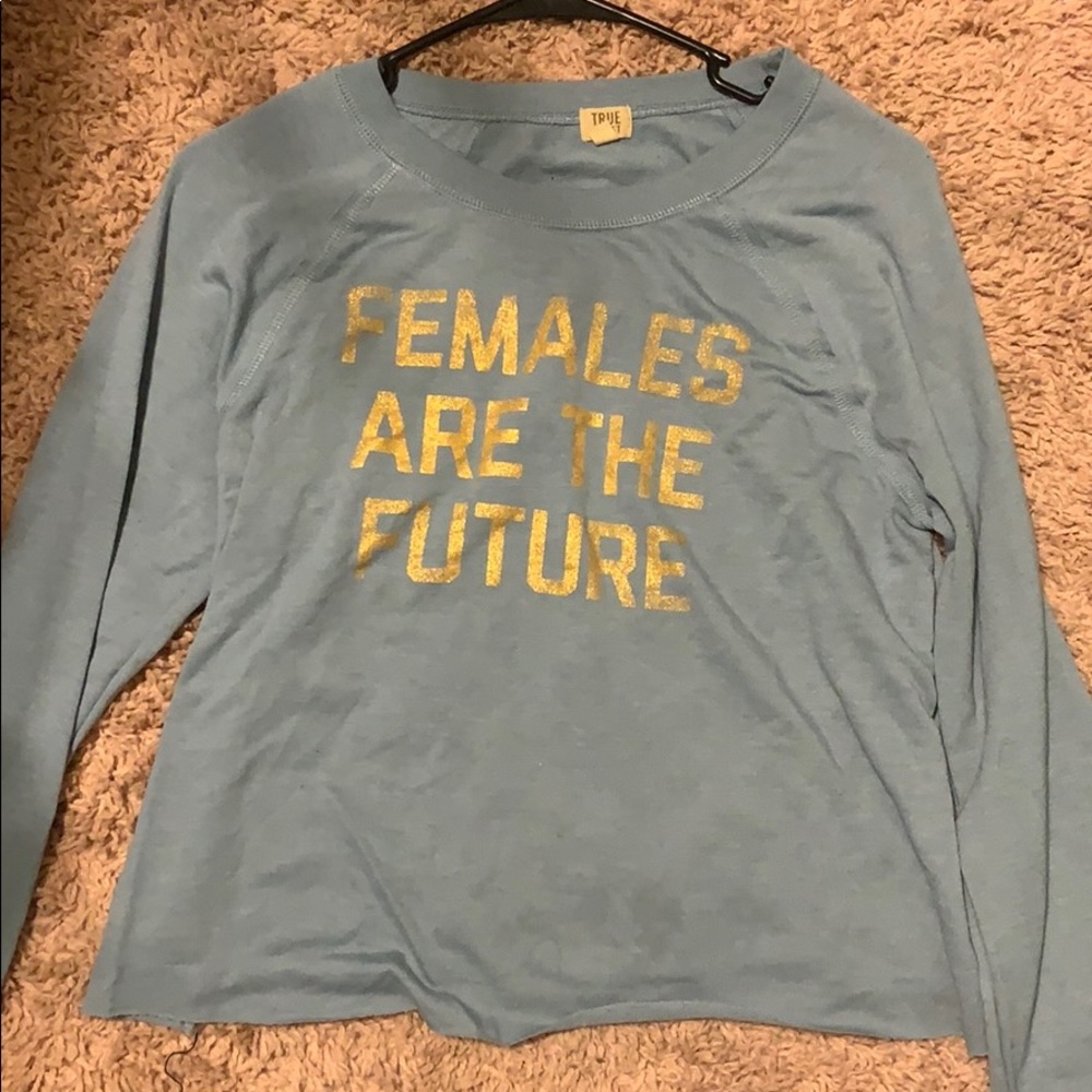Blue with gold lettering long sleeve tee
